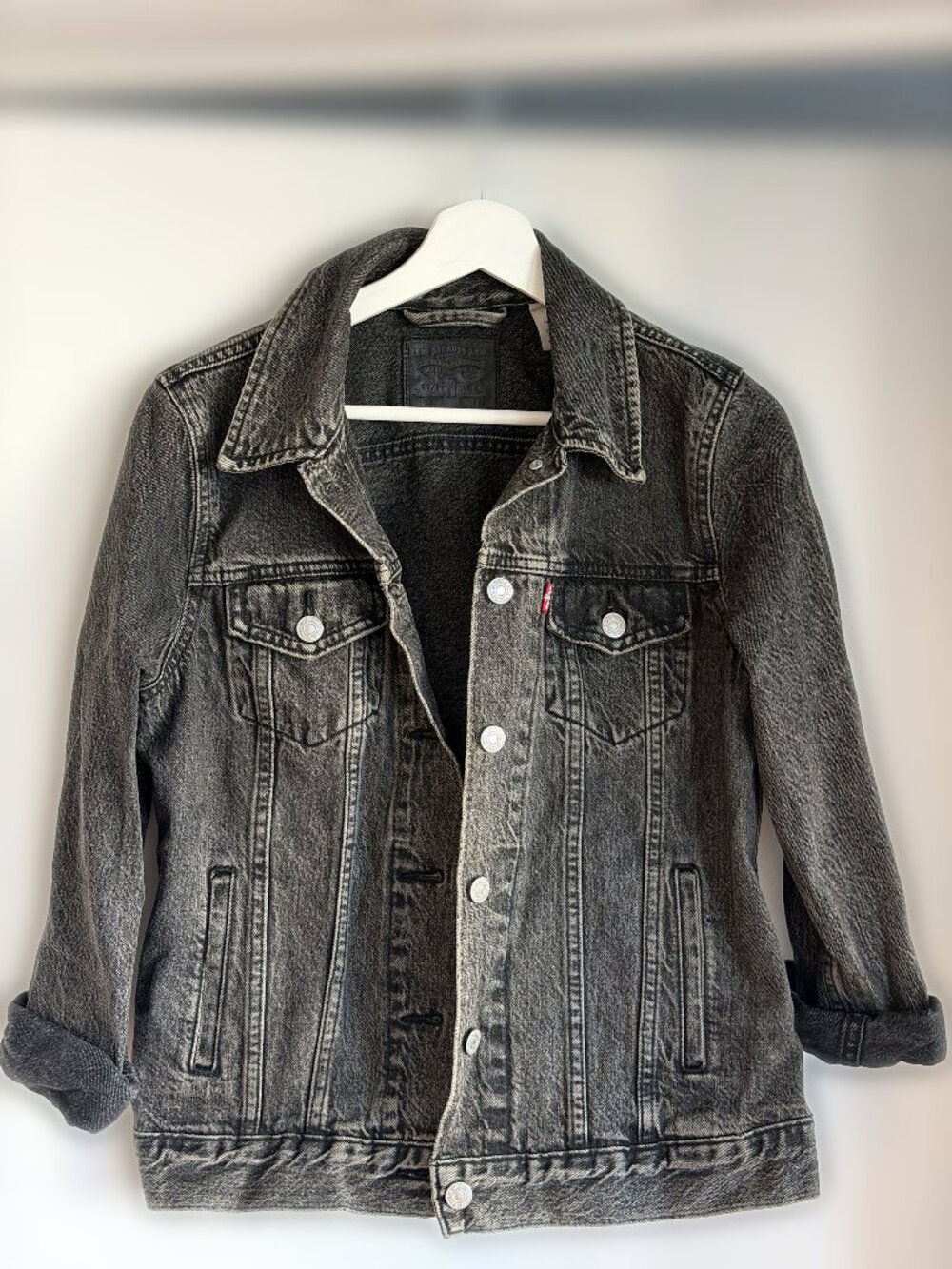 Levi's Grey Acid Wash Denim Trucker Jacket M